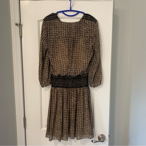Anthropologie Vanessa Virginia Black And Tan Smocked Waist Mini Dress - Picture 5 of 12